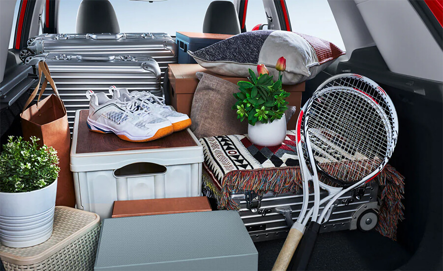 Spacious trunk space in MG HS filled with cargo