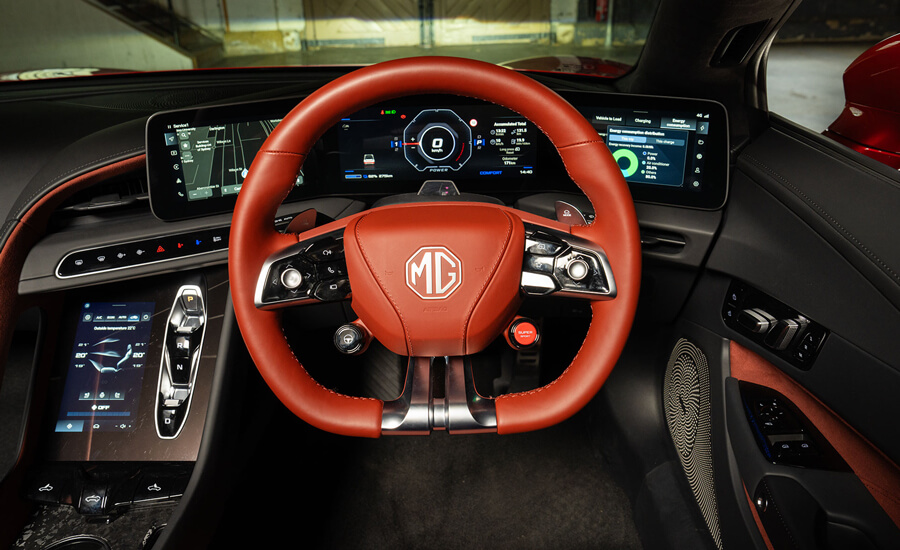 Drivers cockpit view of MG Cyberster